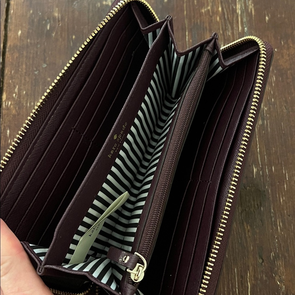 Kate Spade Maroon Zip-Around Wallet - Picture 4 of 6